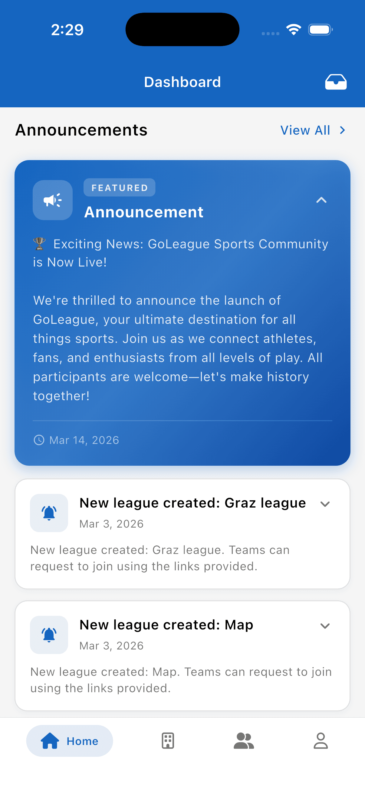 Go League app screenshot 1